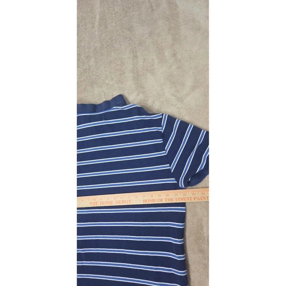 Vtg Polo Jeans Company Ralph Lauren MFG Mens Polo Shirt 2XL Blue striped S/S